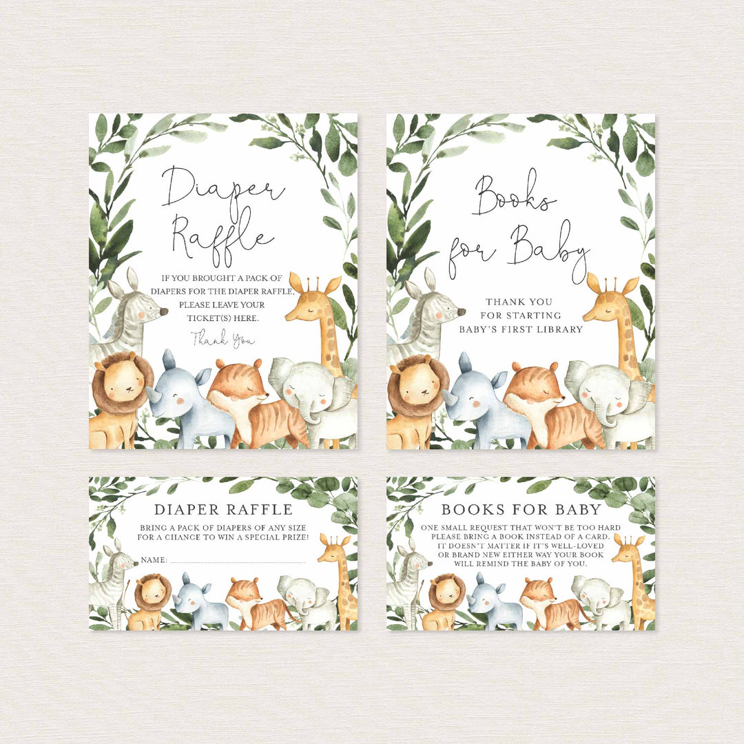 Safari Animals Baby Shower Suite Printable
