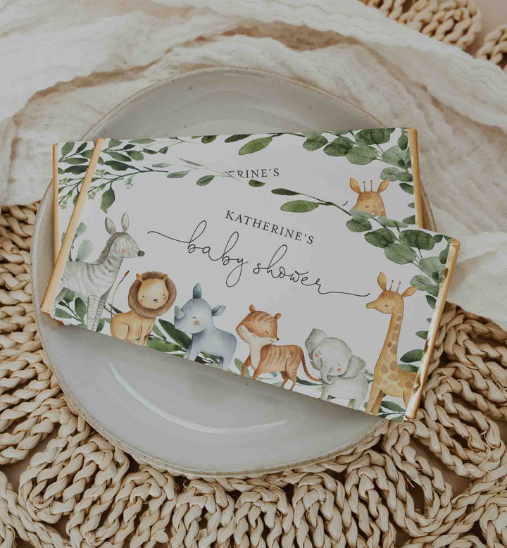 Safari Animals Baby Shower Chocolate Bar Wrapper Printable