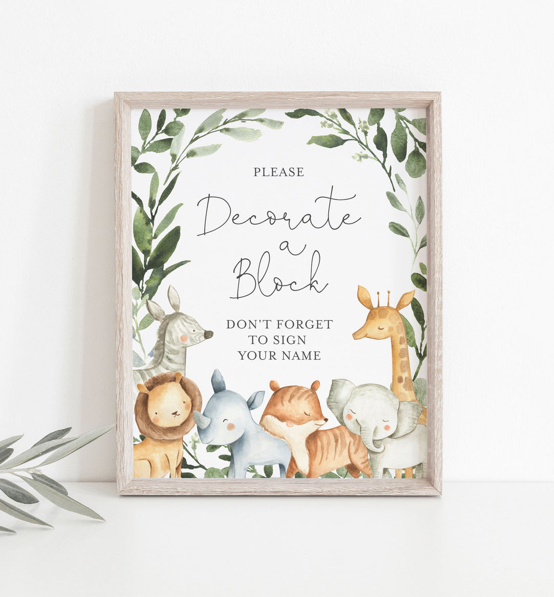 Safari Animals Baby Shower Decorate A Block Printable