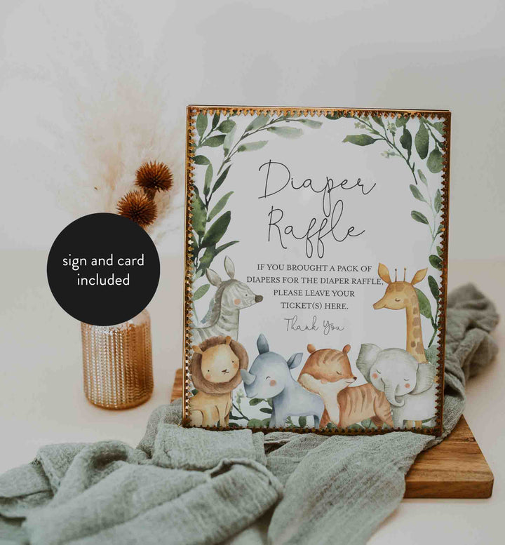 Safari Animals Baby Shower Diaper Raffle Printable