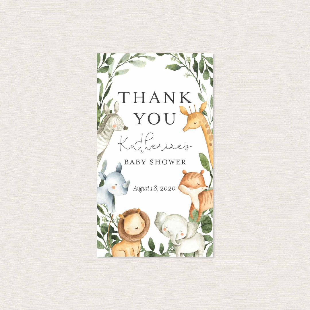 Safari Animals Baby Shower Favour Tag Printable