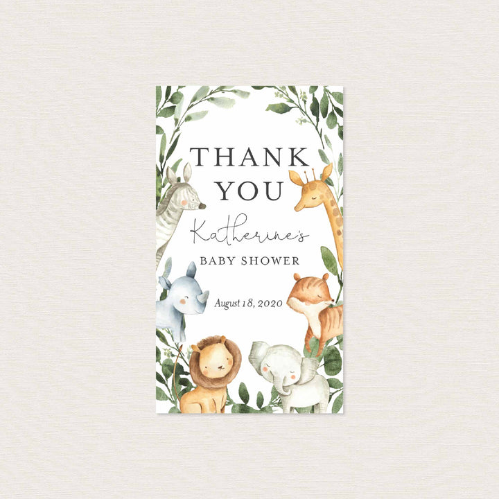 Safari Animals Baby Shower Favour Tag Printable