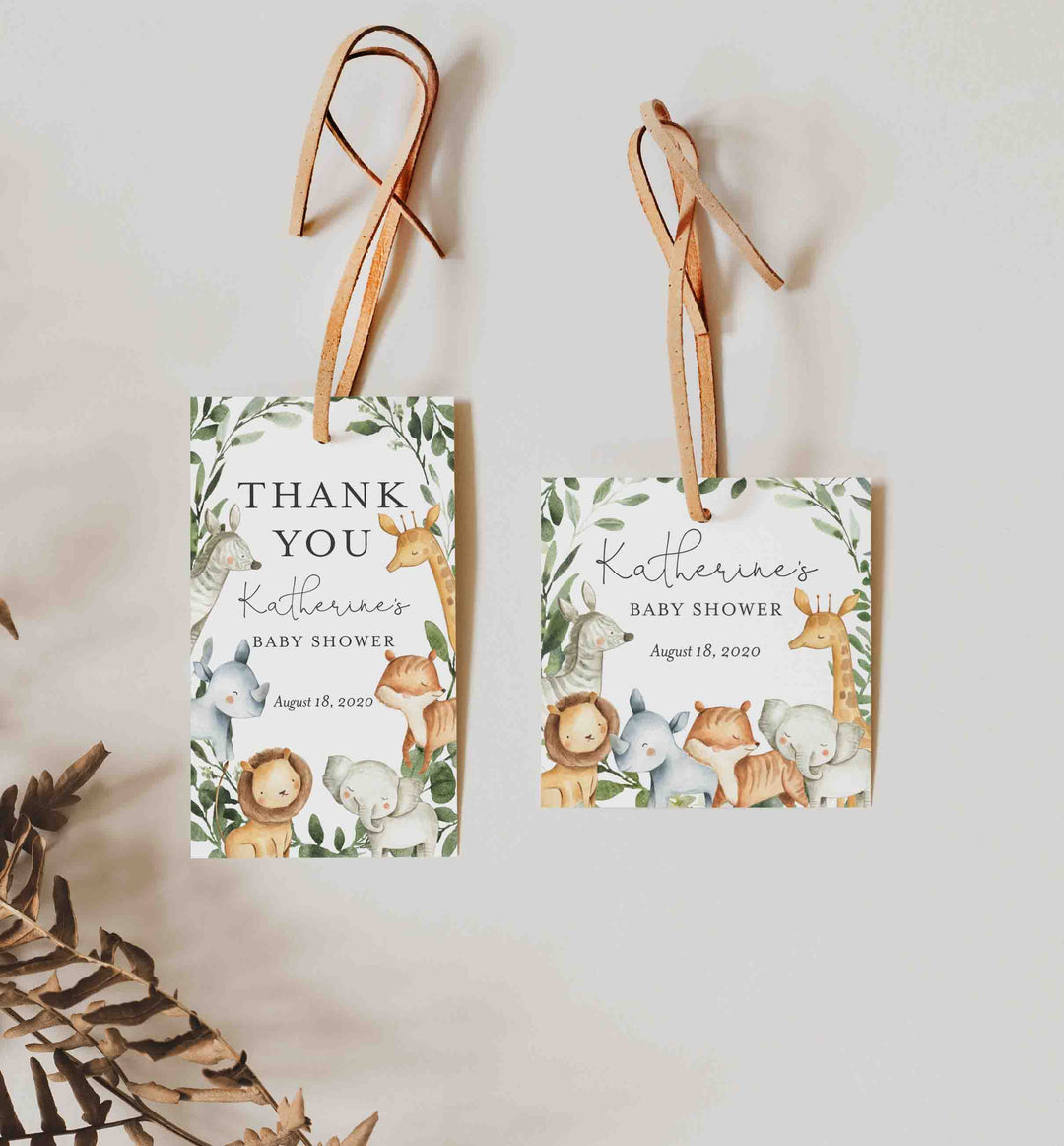 Safari Animals Baby Shower Favour Tag Printable