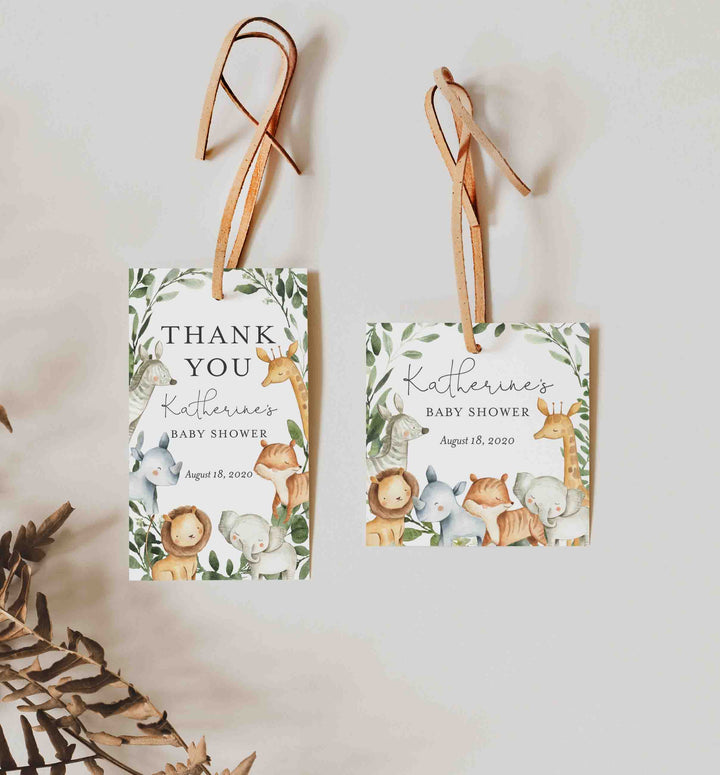 Safari Animals Baby Shower Favour Tag Printable