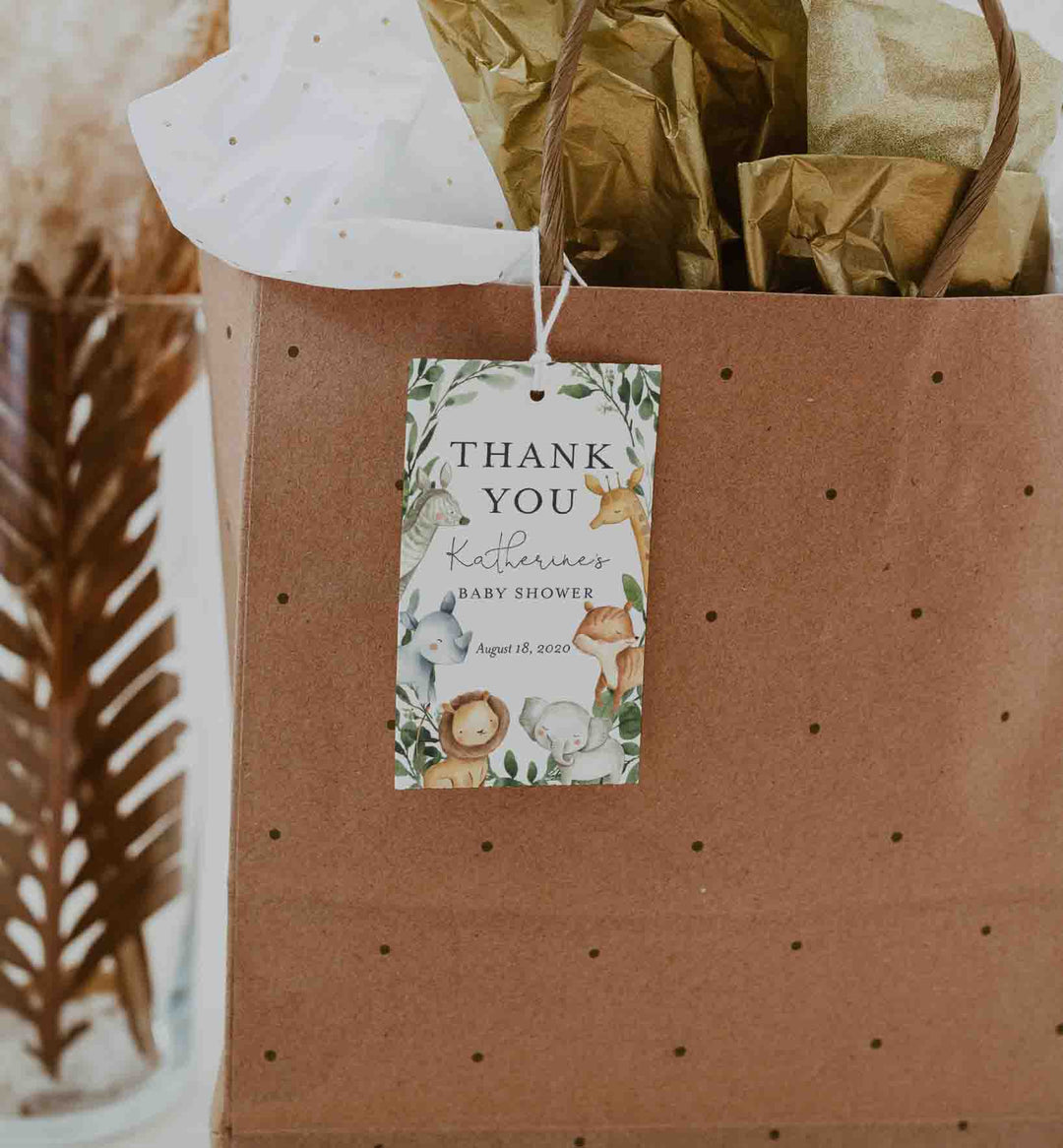 Safari Animals Baby Shower Favour Tag Printable