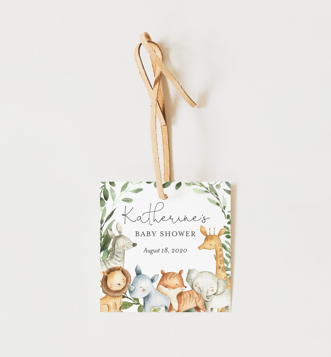 Safari Animals Baby Shower Favour Tag Printable