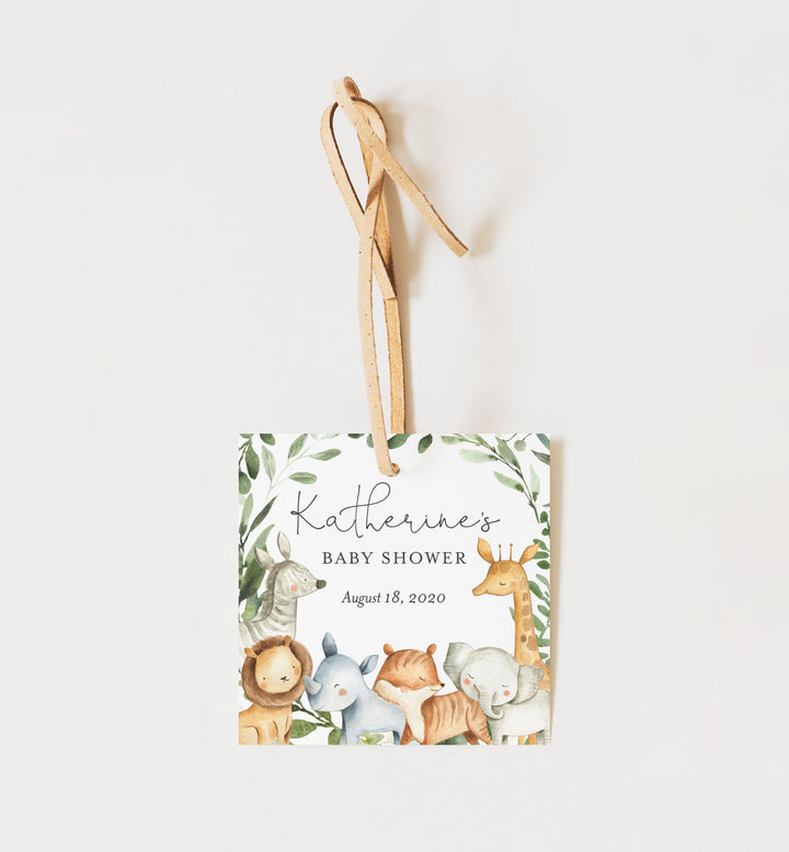 Safari Animals Baby Shower Favour Tag Printable