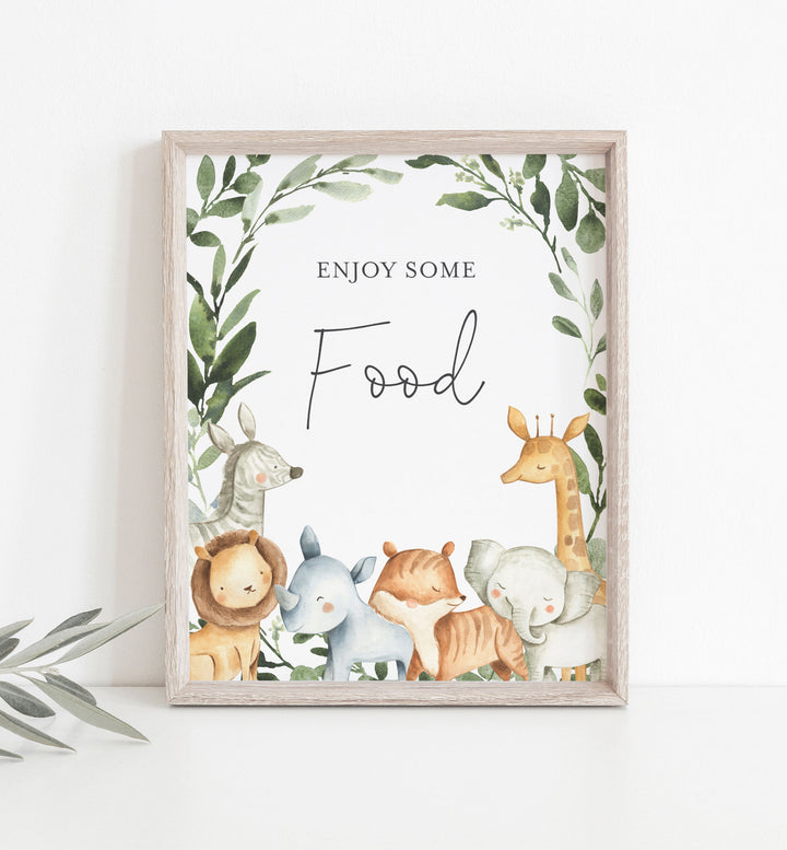 Safari Animals Baby Shower Food and Drinks Sign Printable