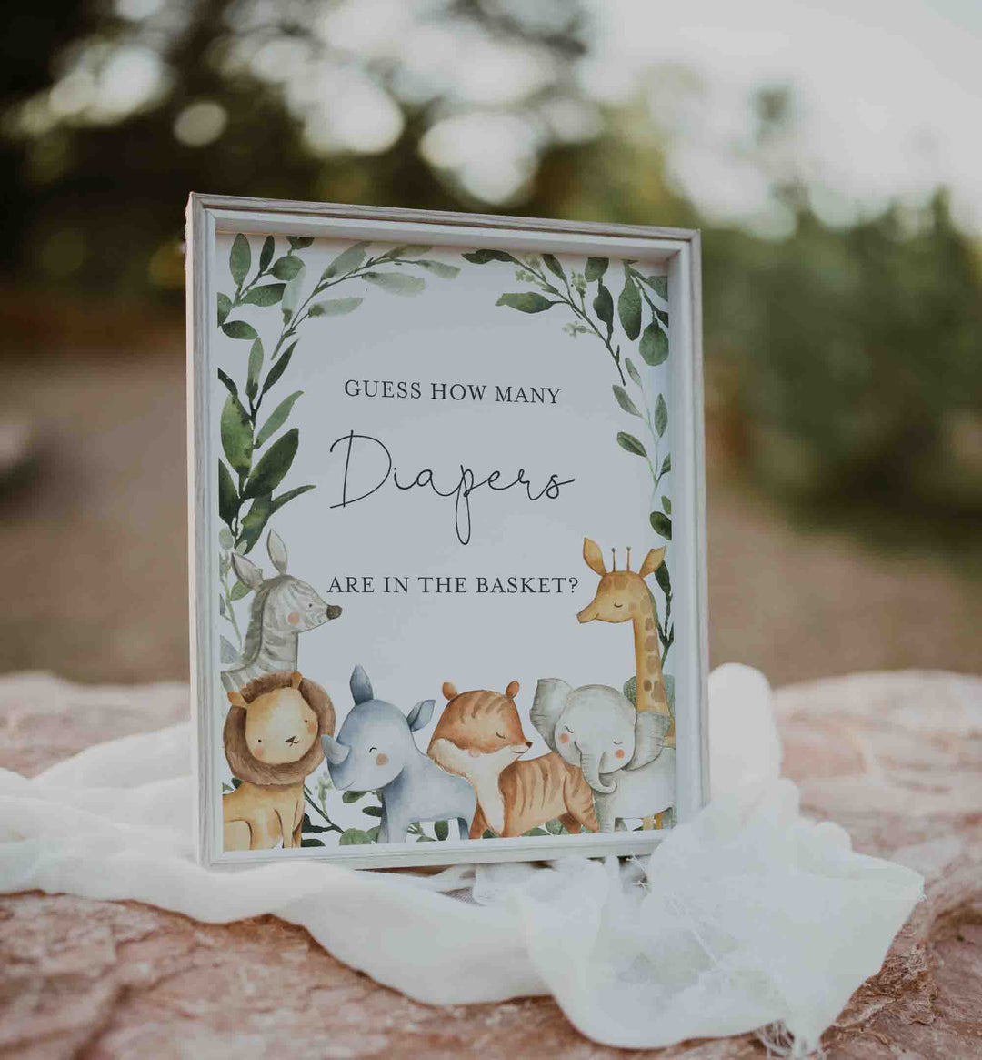Safari Animals Baby Shower Guess How Many Diapers Game Printable