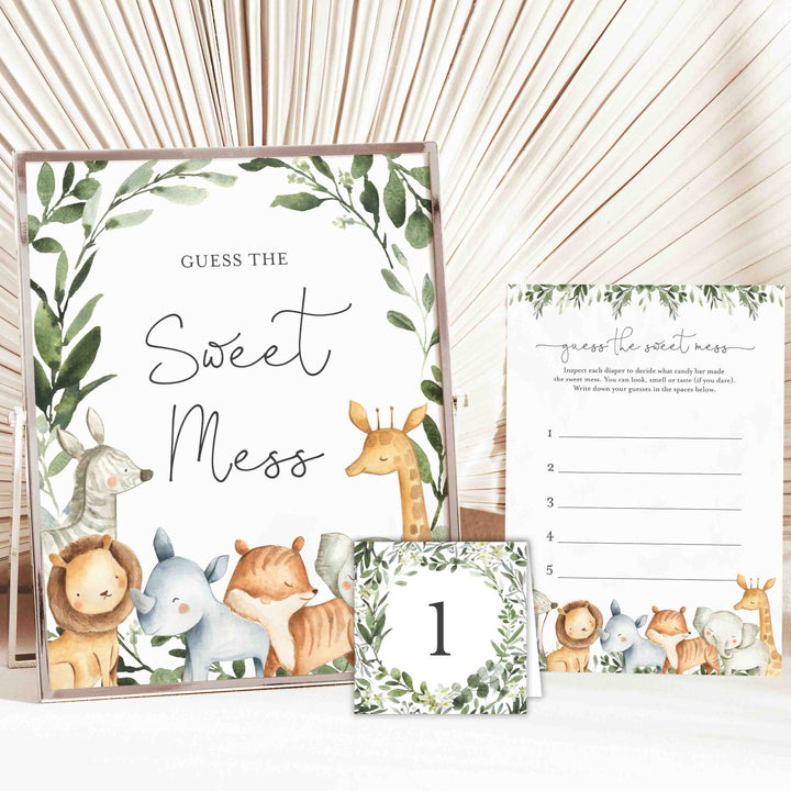 Safari Animals Baby Shower Guess The Sweet Mess Game Printable