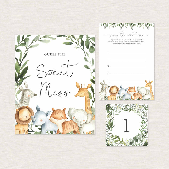 Safari Animals Baby Shower Guess The Sweet Mess Game Printable