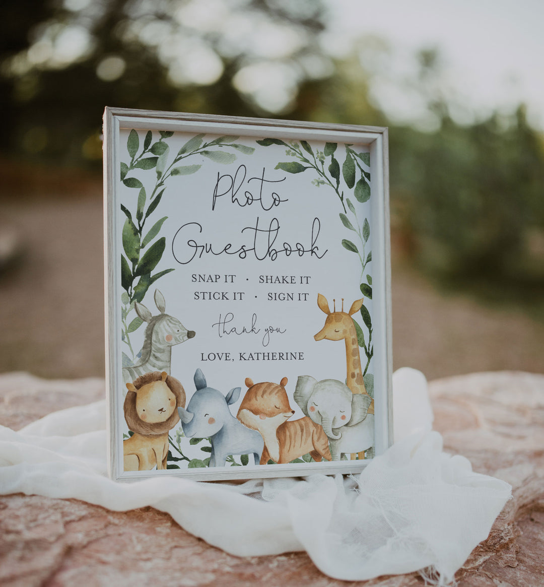 Safari Animals Baby Shower Guestbook Sign Printable