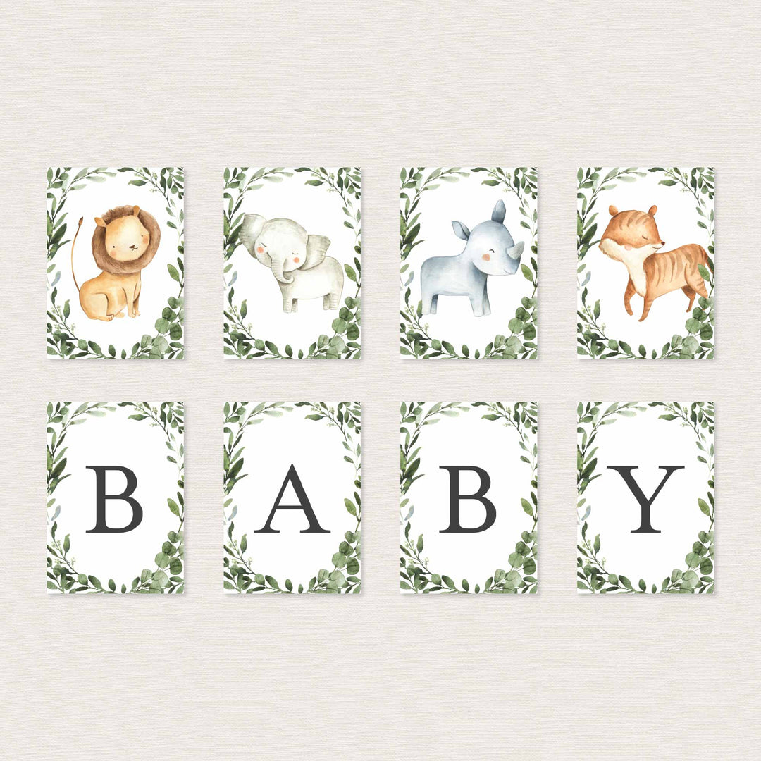 Safari Animals Baby Shower Party Banner Printable