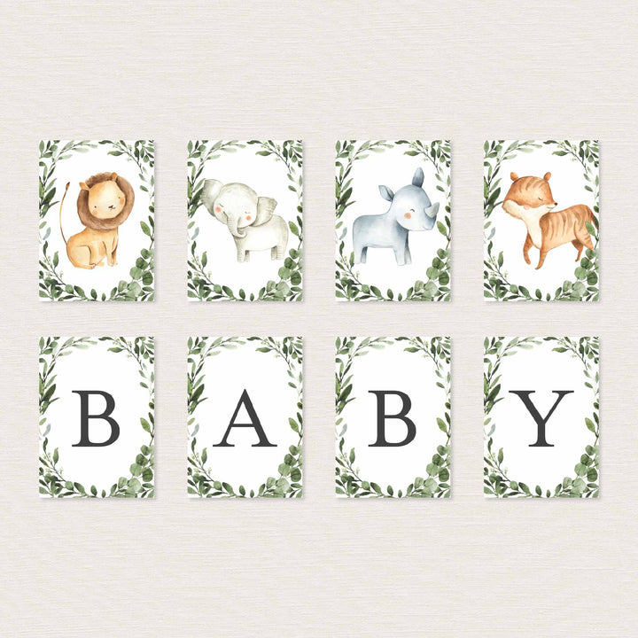 Safari Animals Baby Shower Party Banner Printable