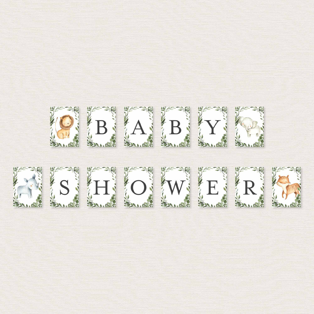 Safari Animals Baby Shower Party Banner Printable