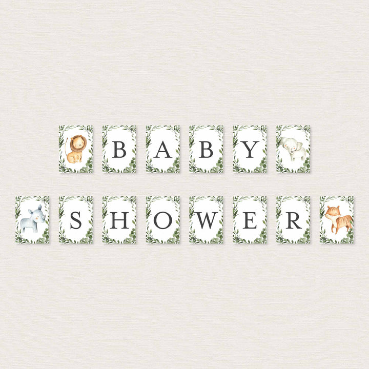 Safari Animals Baby Shower Party Banner Printable