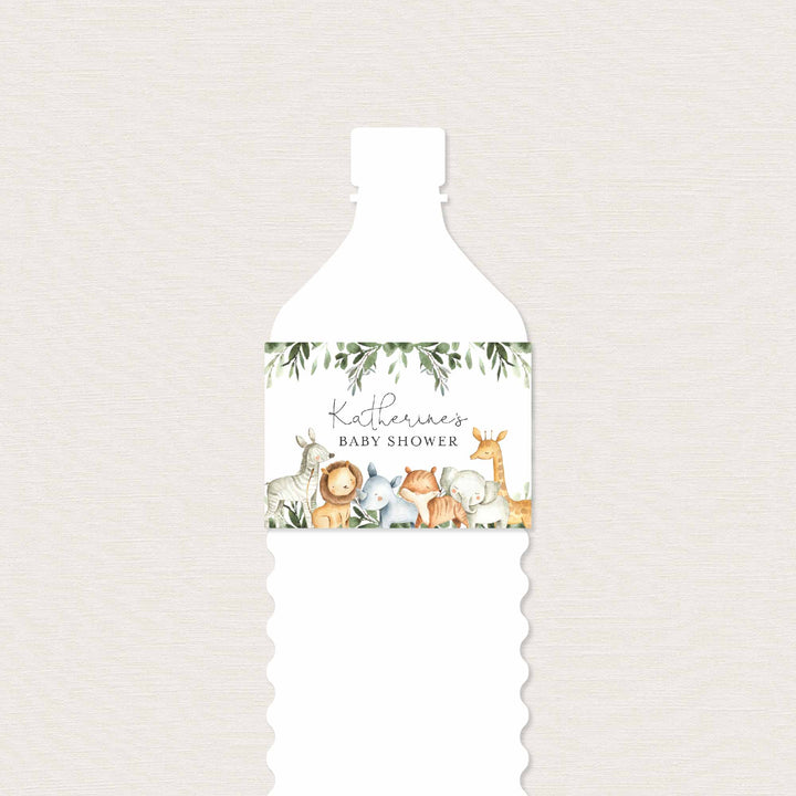 Safari Animals Baby Shower Water Bottle Label Printable