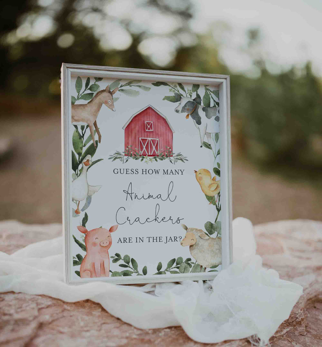 On The Farm Baby Shower Guess How Many Animal Crackers Game Printable