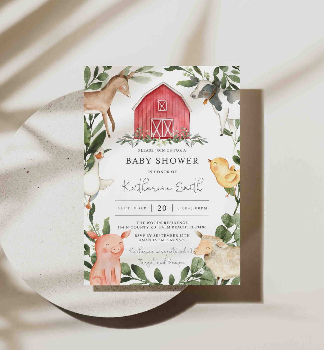 On The Farm Baby Shower Invitation Printable