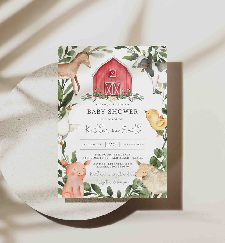 On The Farm Baby Shower Invitation Printable