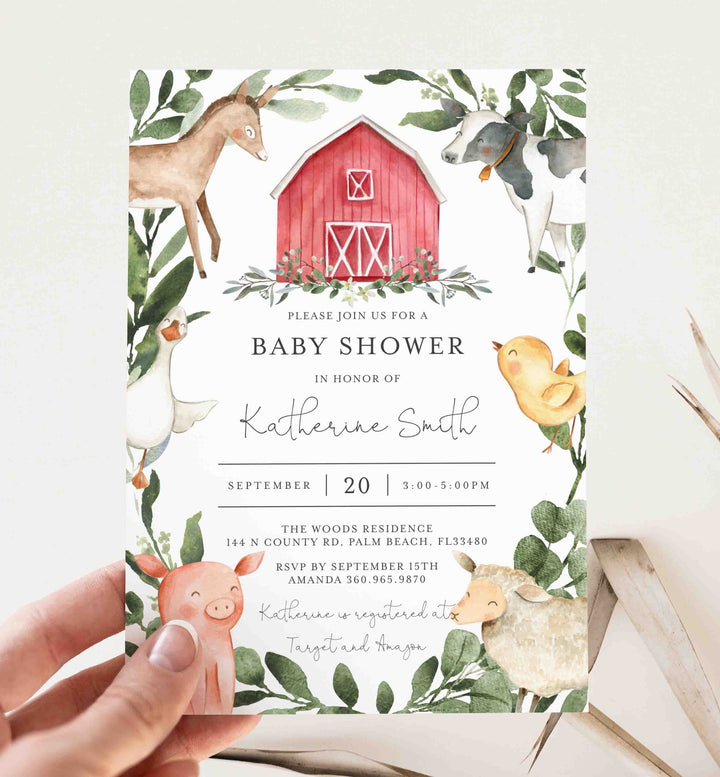 On The Farm Baby Shower Invitation Printable