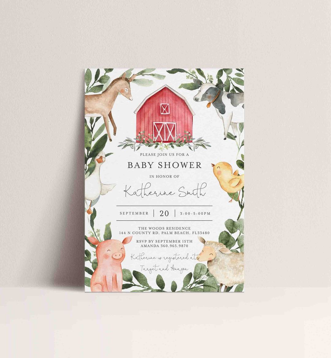 On The Farm Baby Shower Invitation Printable