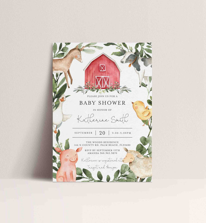 On The Farm Baby Shower Invitation Printable