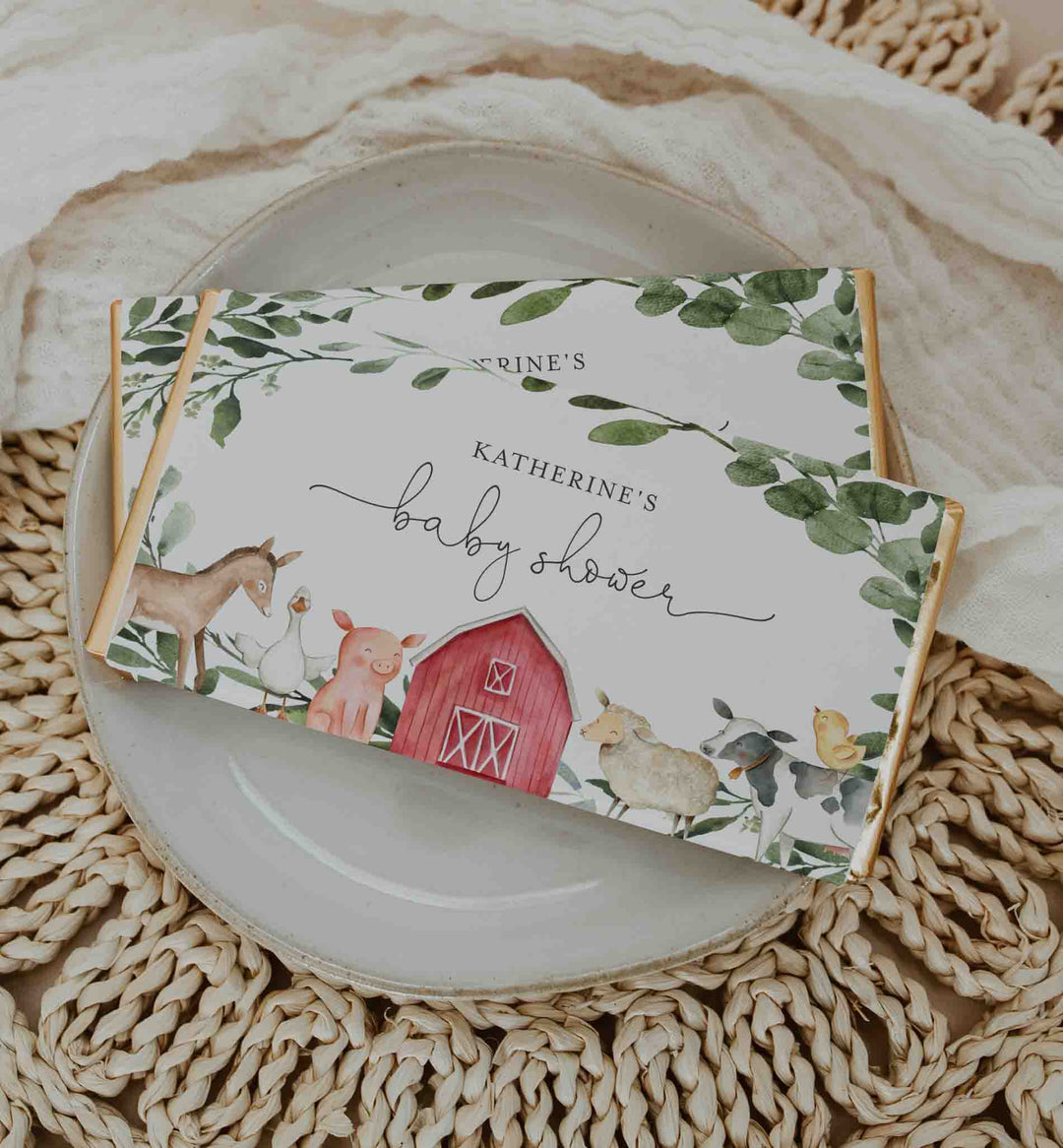 On The Farm Baby Shower Chocolate Bar Wrapper Printable