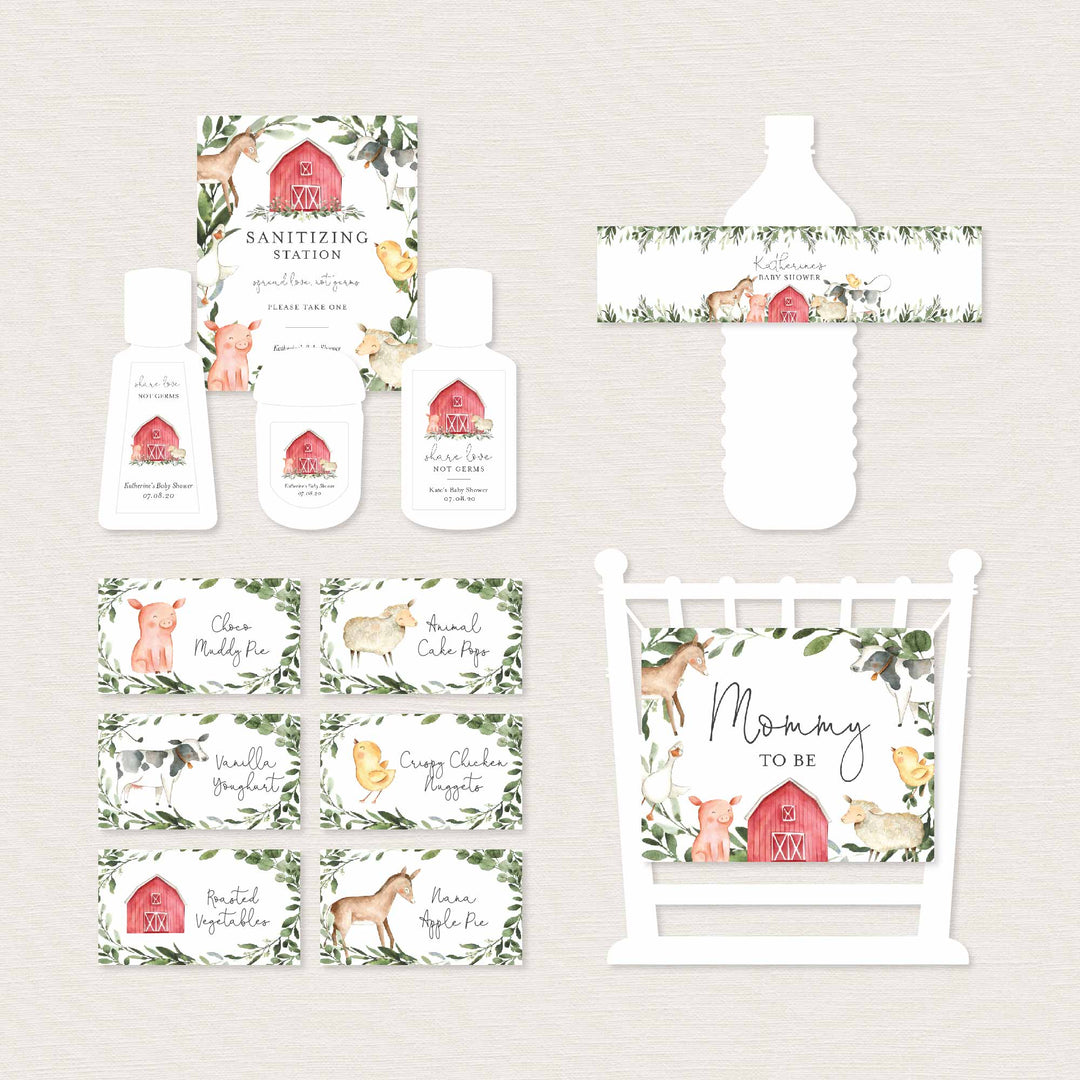 On The Farm Baby Shower Decorations Bundle Printable