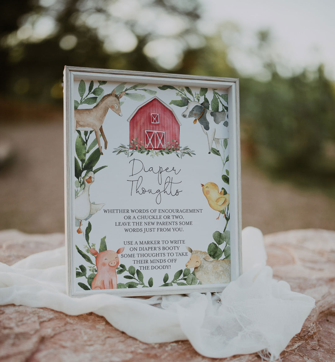 On The Farm Baby Shower Diaper Thoughts or Late Night Diapers Printable