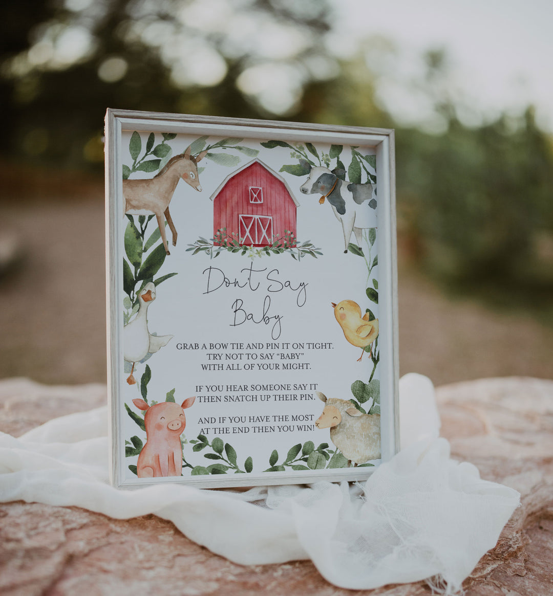 On The Farm Baby Shower Don't Say Baby Game Printable