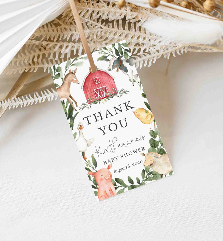 On The Farm Baby Shower Favour Tag Printable