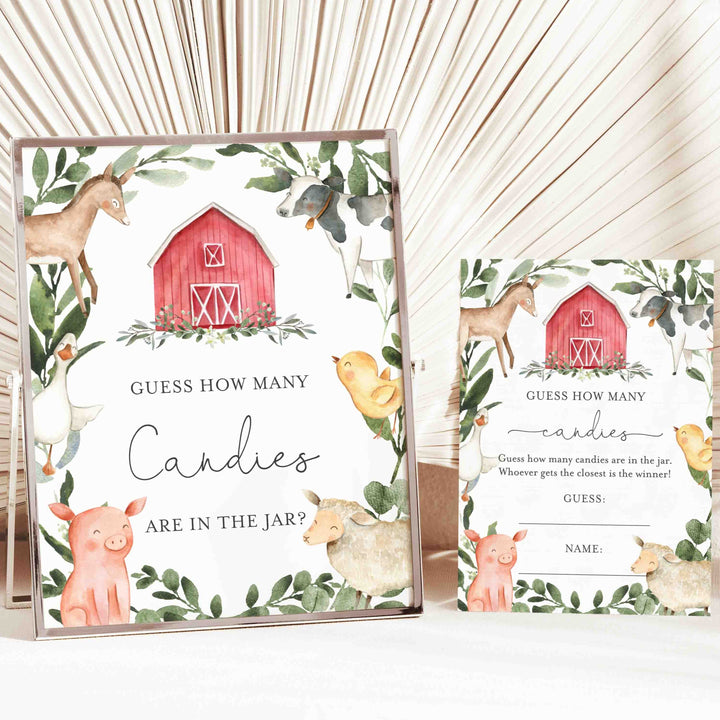 On The Farm Baby Shower Guess How Many Candies Game Printable