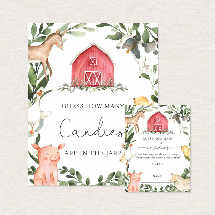 On The Farm Baby Shower Guess How Many Candies Game Printable