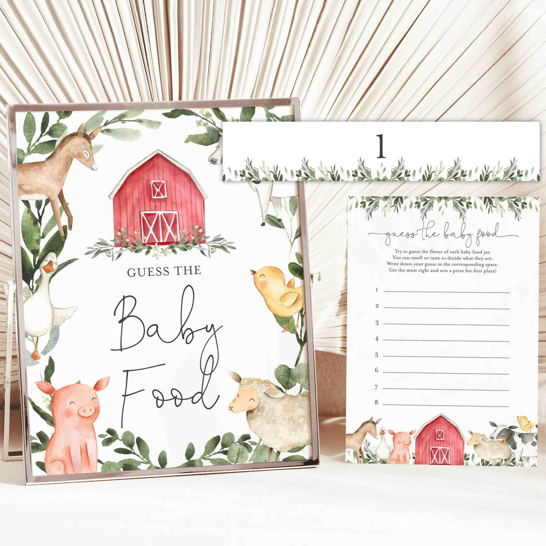 On The Farm Baby Shower Guess The Baby Food Game Printable