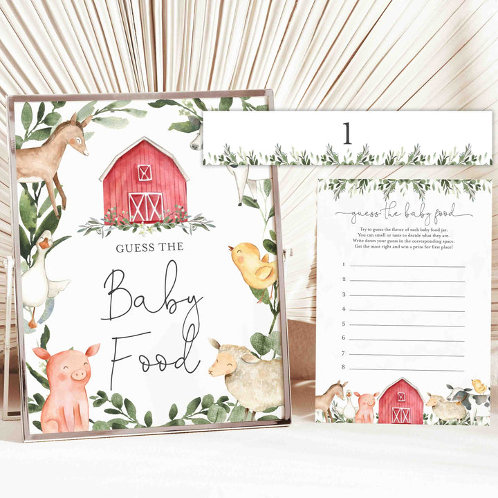On The Farm Baby Shower Guess The Baby Food Game Printable