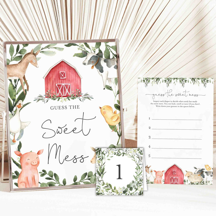 On The Farm Baby Shower Guess The Sweet Mess Game Printable