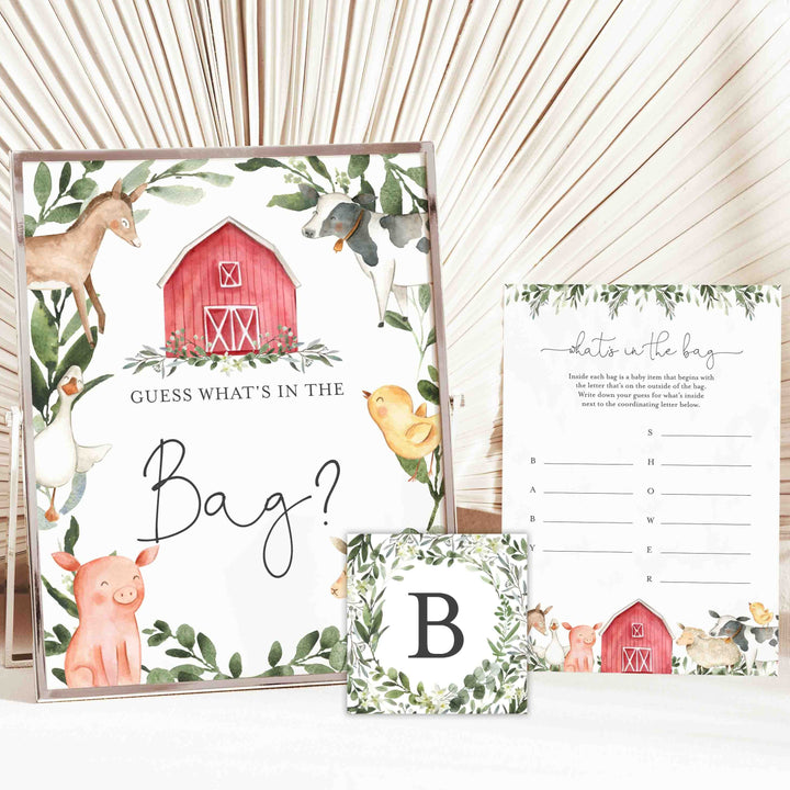 On The Farm Baby Shower Guess What's In The Bag Game Printable