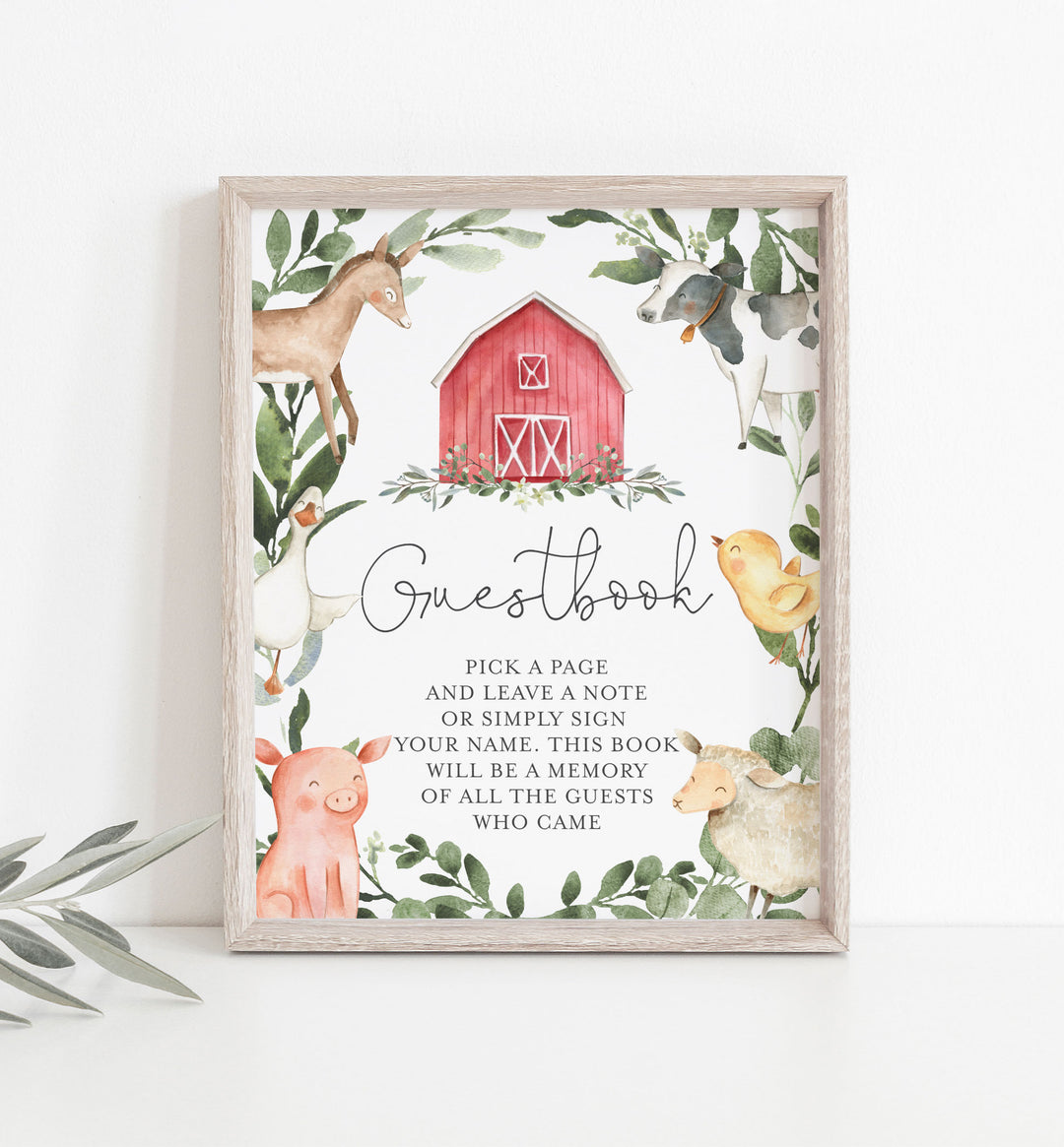On The Farm Baby Shower Guestbook Sign Printable