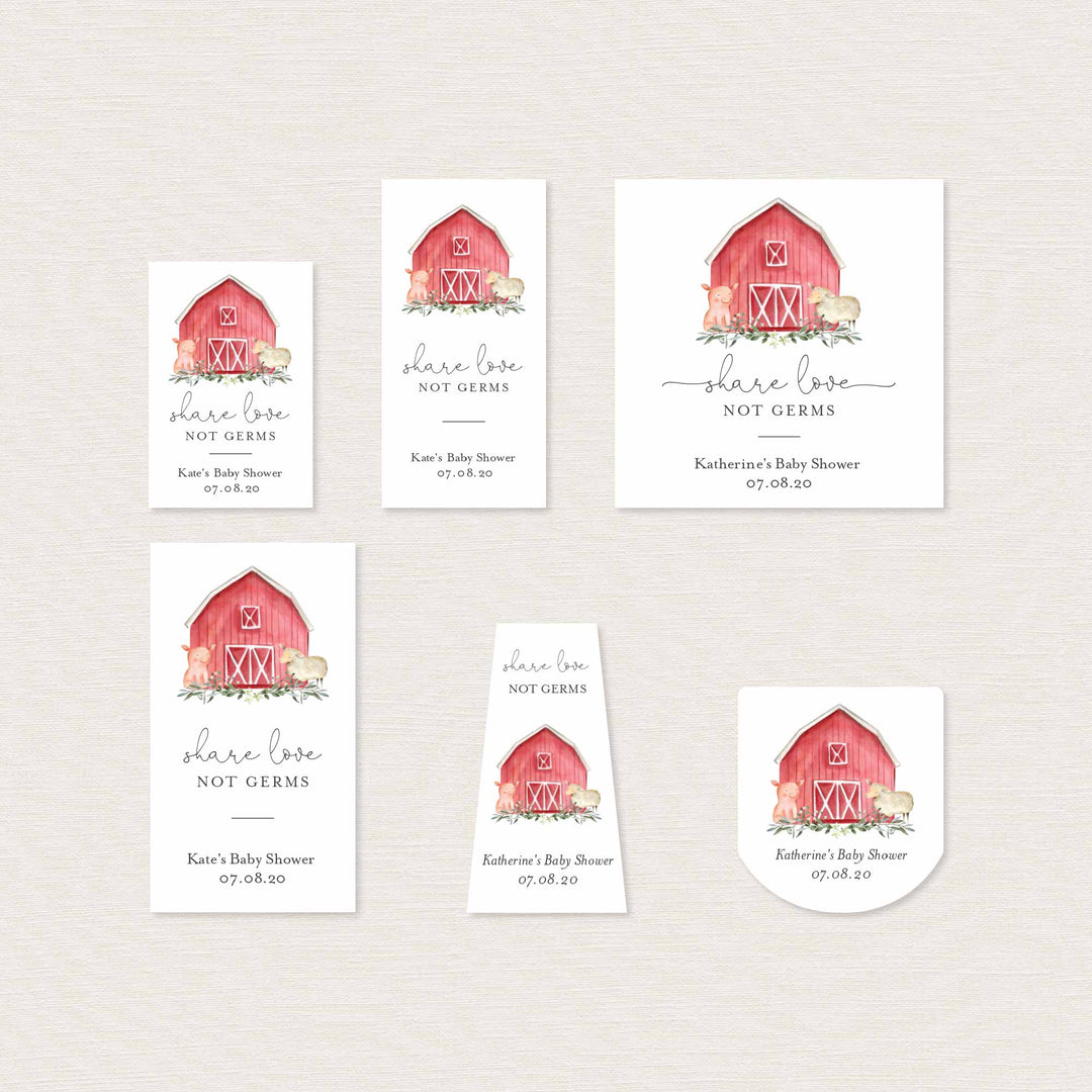 On The Farm Baby Shower Hand Sanitizer Label Printable