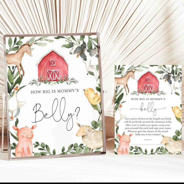 On The Farm Baby Shower How Big Is Mummy's Belly Game Printable