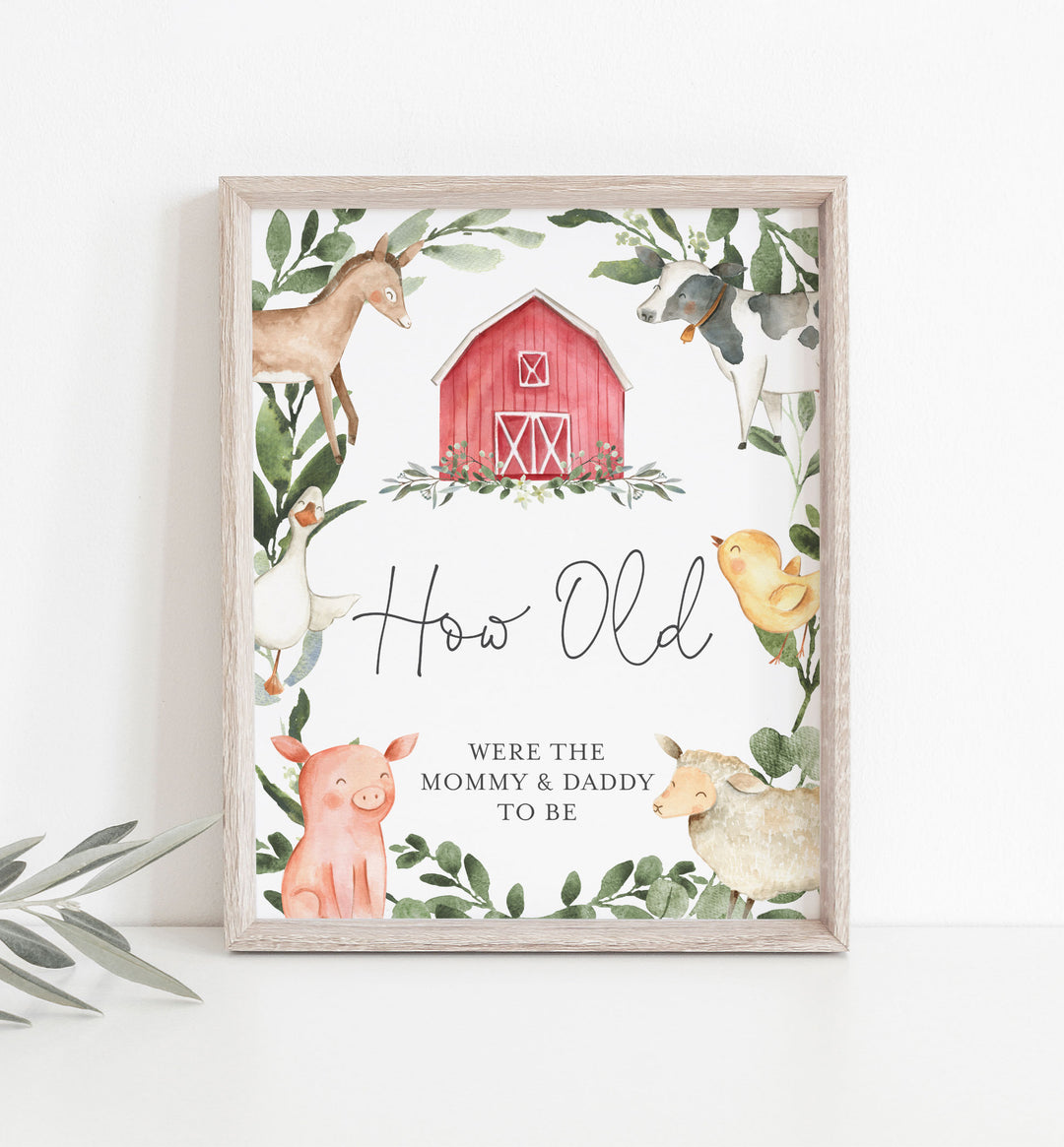 On The Farm Baby Shower How Old Were The Mummy and Daddy To Be Game Printable