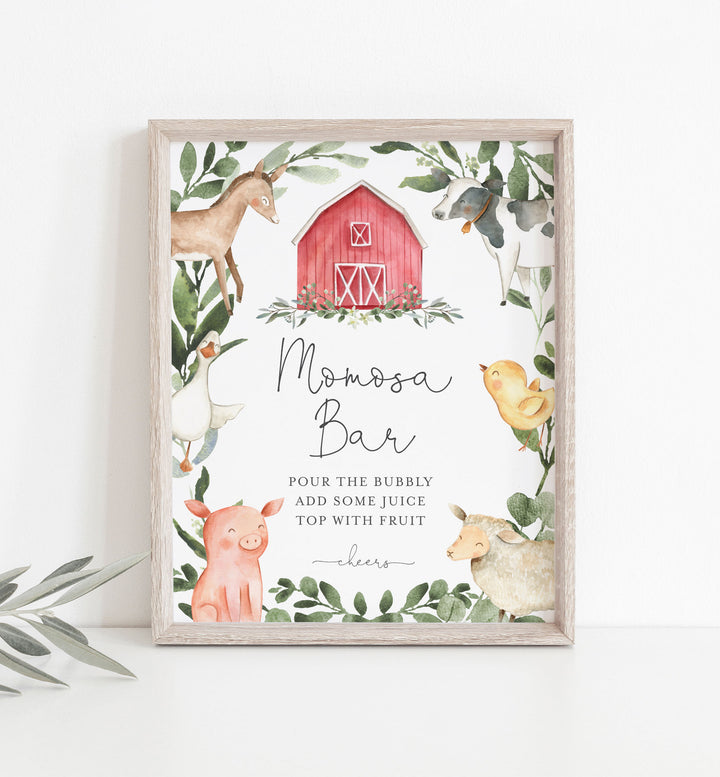 On The Farm Baby Shower Mimosa Bar Sign Printable