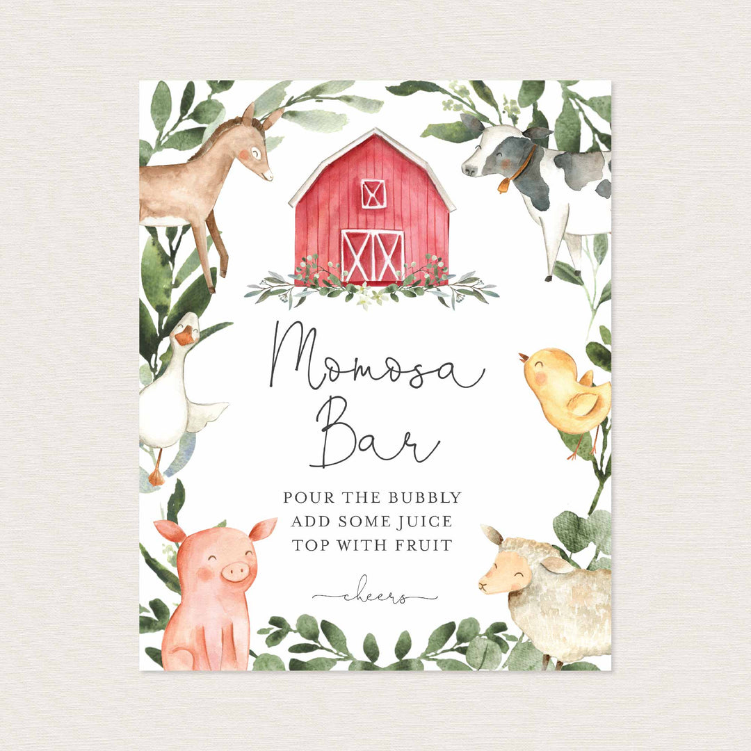 On The Farm Baby Shower Mimosa Bar Sign Printable