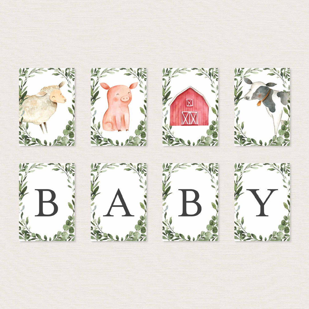 On The Farm Baby Shower Party Banner Printable