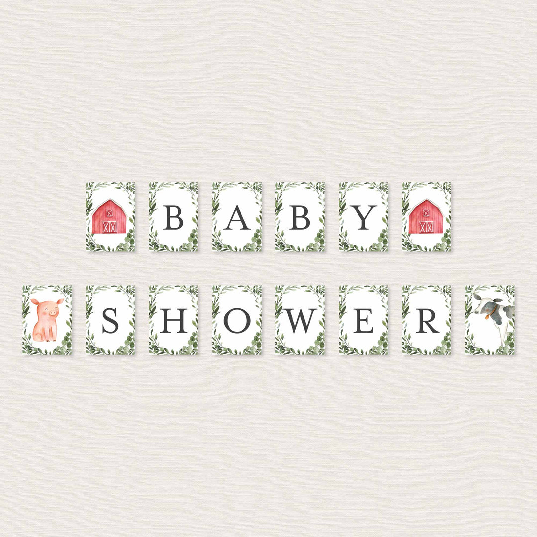 On The Farm Baby Shower Party Banner Printable