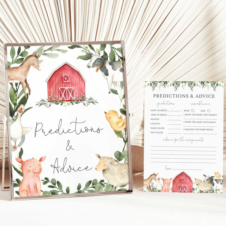 On The Farm Baby Shower Predictions and Advice Printable