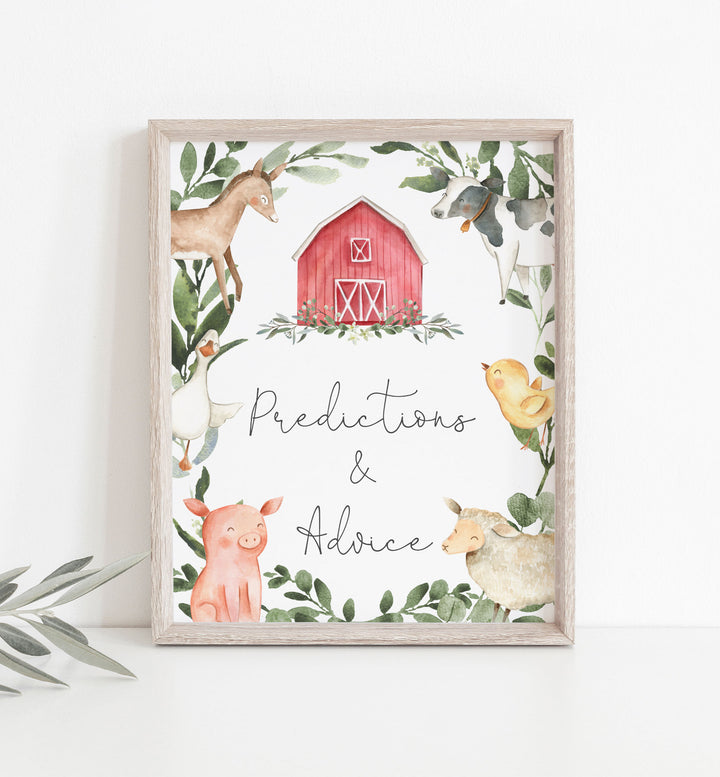 On The Farm Baby Shower Predictions and Advice Printable
