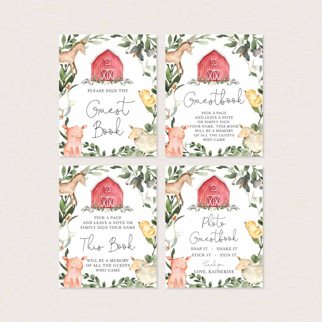 On The Farm Baby Shower Table Signs Bundle Printable