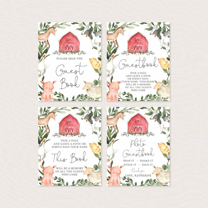 On The Farm Baby Shower Table Signs Bundle Printable